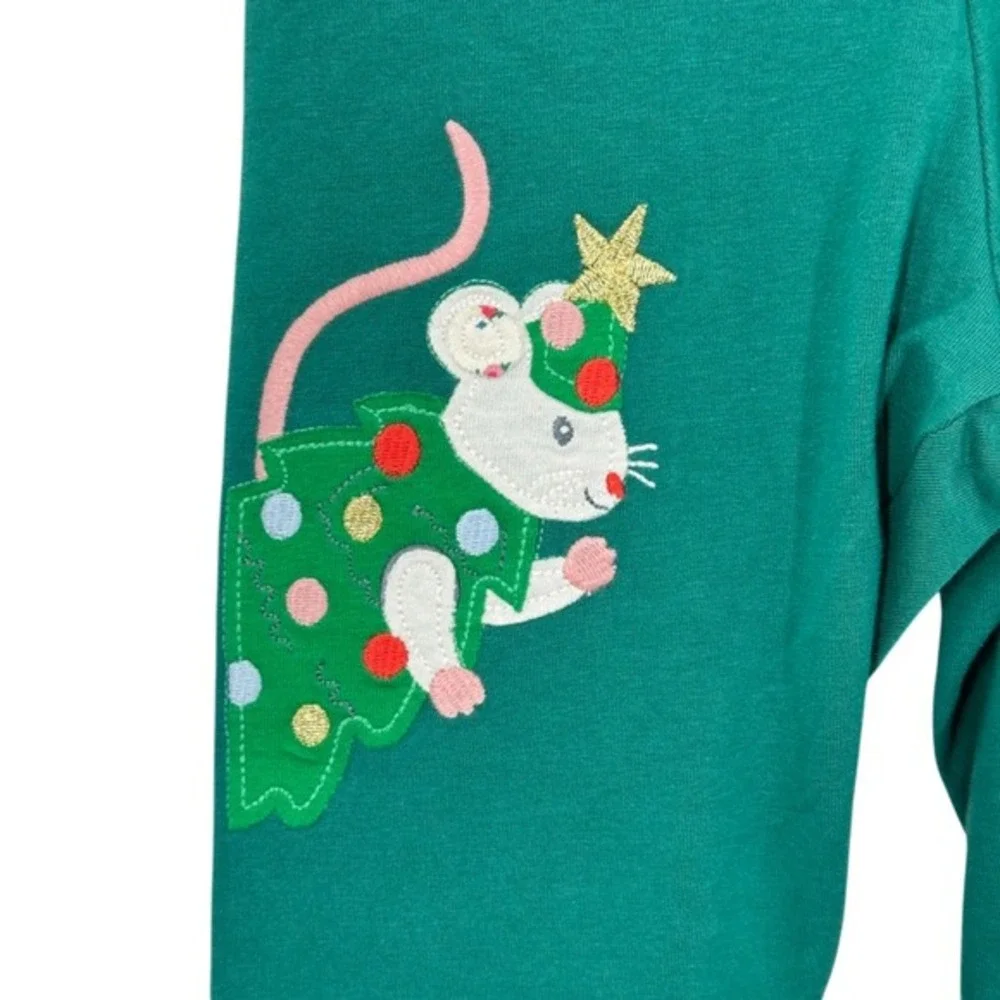 Mini Boden Girls Green Christmas Animal Applique Leggings Size‎ 7-8 NWT Holiday